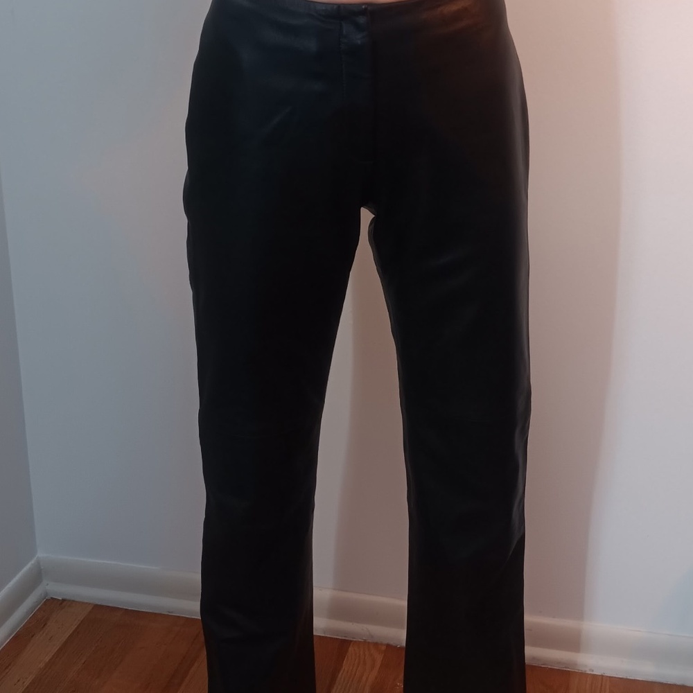 NWOT  Vintage Black Leather Pants Size 4 P